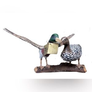 Vintage World of Nature Collectors Edition Hand-Carved Mallard Ducks on Log